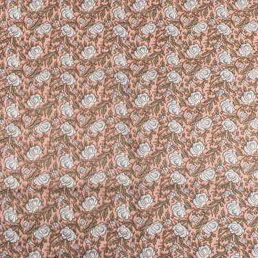Best Cotton White Floral Hand Block Print Fabric