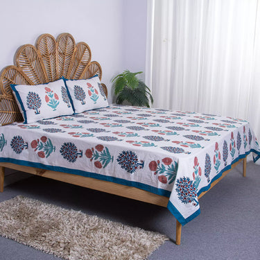 Best Gift Marigold Boota Floral Printed Cotton Soft Bedsheets With Pillow Cover