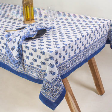Best Gifts For Her Block Print Table Cloth & 6 Napkins 16x16 Inches