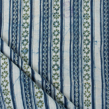 Best Indigo Blue Stripe Cotton Kantha Fabric