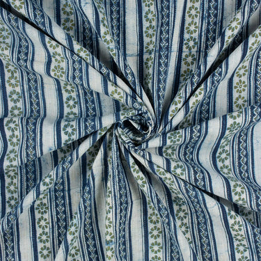 Best Indigo Blue Stripe Cotton Kantha Fabric