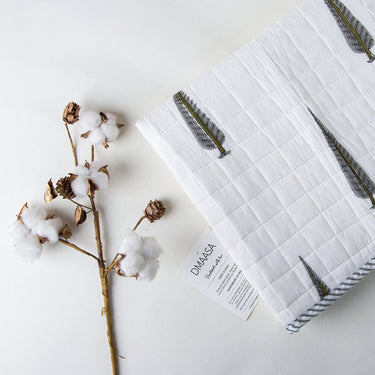 Best Natural Dyed Leaf Print Cotton Soft Baby Blankets