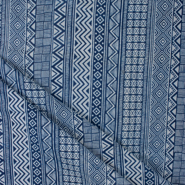 Best Striped Indigo Cotton Hand Block Print Fabric