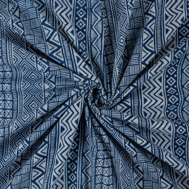 Best Striped Indigo Cotton Hand Block Print Fabric