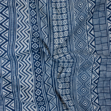 Best Striped Indigo Cotton Hand Block Print Fabric