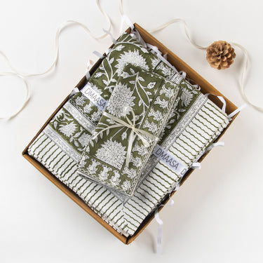 Best Unique Gifts For Her Block Floral Print Tablecloth With 6 Cotton Napkins