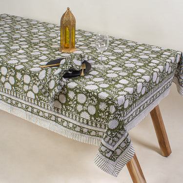 Best Unique Gifts For Her Block Floral Print Tablecloth With 6 Cotton Napkins