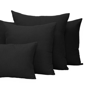Black Cotton Waffle Pillow Covers