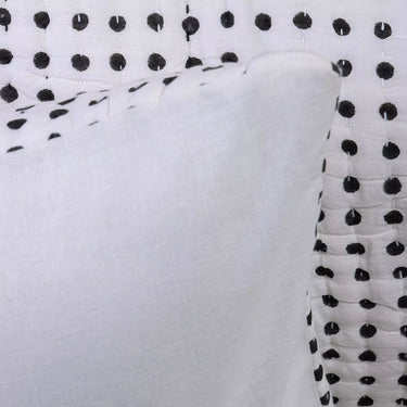 Black Polkas Dots Handmade Organic Cotton Kantha Quilted Pillow Cover