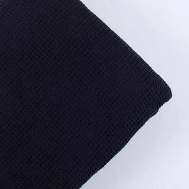 Black Solid Soft Cotton Waffle Fabric