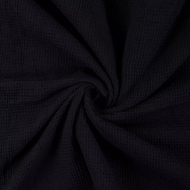 Black Solid Soft Cotton Waffle Fabric