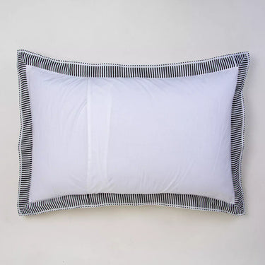 Black Stripe Border Quilted Handmade Kantha Pillow Cover