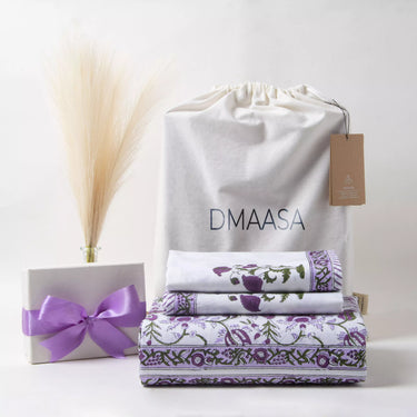 Block Floral Printed Gift Set Soft Cotton Jaipuri Bedsheets
