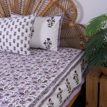 Block Floral Printed Gift Set Soft Cotton Jaipuri Bedsheets