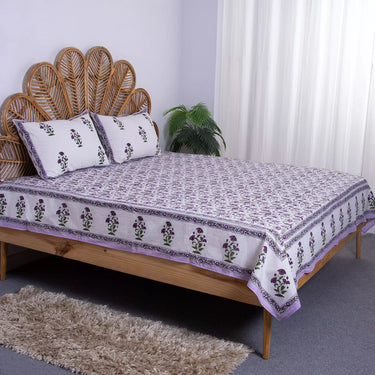 Block Floral Printed Gift Set Soft Cotton Jaipuri Bedsheets