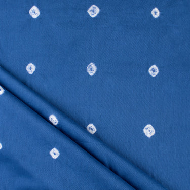 Blue Cotton Bandhani Print Fabric For Kurti