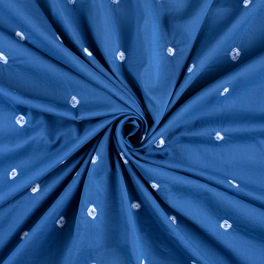 Blue Cotton Bandhani Print Fabric For Kurti