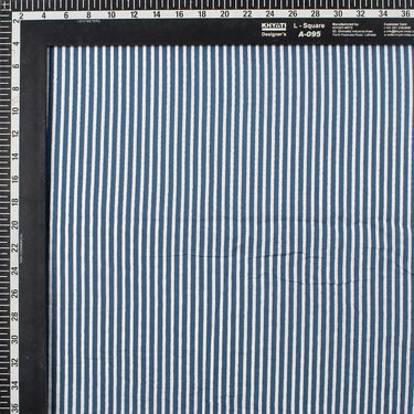 Blue Discharge Pure Cotton Hand Block Printed Fabric