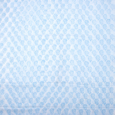 Blue Floral Cotton Hand Block Print Fabric