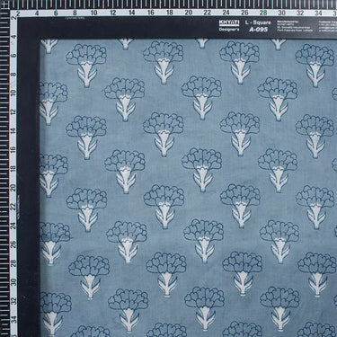 Blue Floral Cotton Hand Block Printed Dabu Kashish Fabric