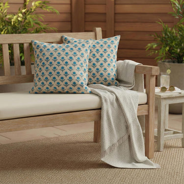 Blue Floral Printed Cotton Cushion Cover Set