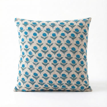 Blue Floral Printed Cotton Cushion Cover Set