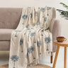 Blue Hand Block Palm Printed Sofa Throw Blanket