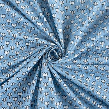 Blue Hand Block Printed Cotton Fabric