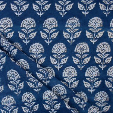 Blue Indigo Pure Cotton Hand Block Print Fabric