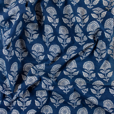 Blue Indigo Pure Cotton Hand Block Print Fabric