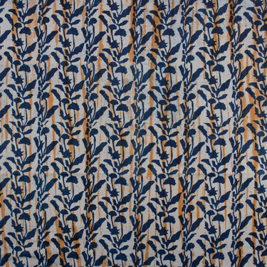 Blue Leaf Indigo Cotton Hand Block Print Fabric