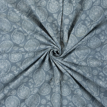 Blue Paisley Dabu Kashish Hand Block Printed Fabric