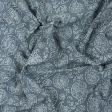 Blue Paisley Dabu Kashish Hand Block Printed Fabric