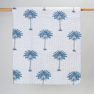 Blue Palm Tree Print Soft Baby Blankets