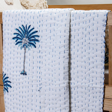 Blue Palm Tree Print Soft Baby Blankets
