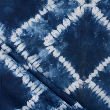 Blue Pure Cotton Tie And Dyed Shibori Fabric 