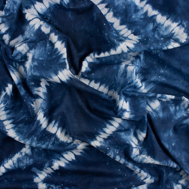 Blue Pure Cotton Tie And Dyed Shibori Fabric 