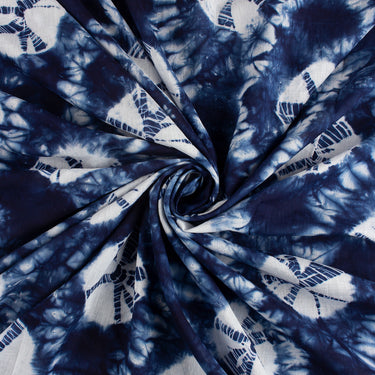Blue Shibori Tie and Dye Fabric For Kurti