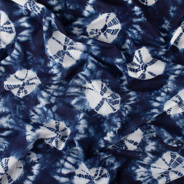 Blue Shibori Tie and Dye Fabric For Kurti