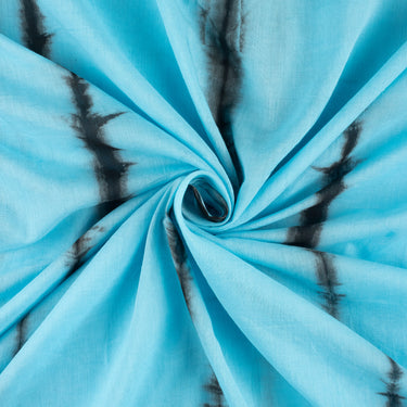 Blue Stripe Tie Dye Shibori Cotton Fabric For Kurti