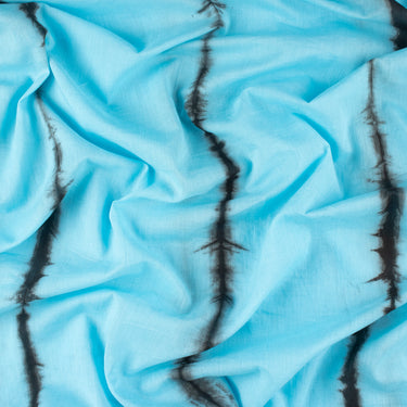 Blue Stripe Tie Dye Shibori Cotton Fabric For Kurti