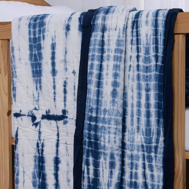 Blue Tie Dye Reversible Cotton Baby Blankets for Winter