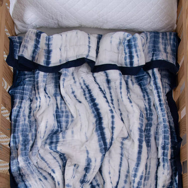 Blue Tie Dye Reversible Cotton Baby Blankets for Winter
