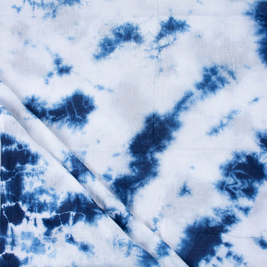Blue and White Tie Dye Shibori Cotton Running Fabric
