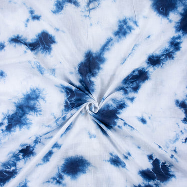 Blue and White Tie Dye Shibori Cotton Running Fabric