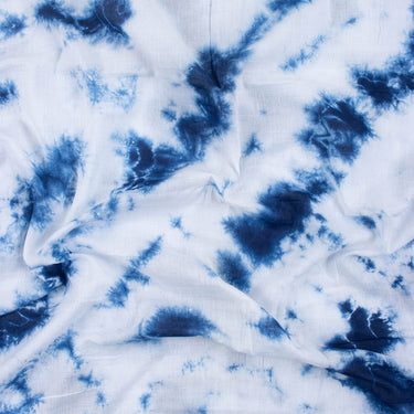 Blue and White Tie Dye Shibori Cotton Running Fabric