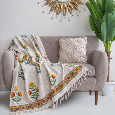 Boota Floral Printed Soft Cotton Sofa Throw Blanket