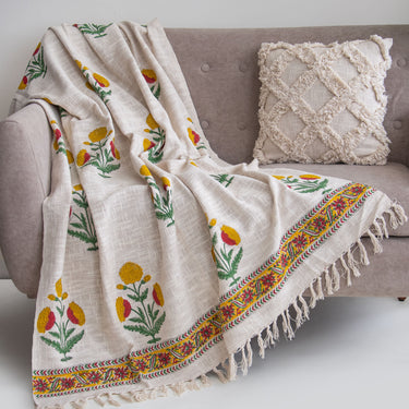 Boota Floral Printed Soft Cotton Sofa Throw Blanket