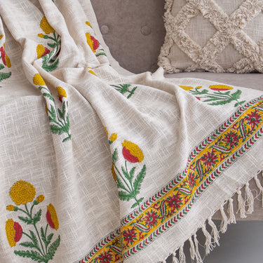 Boota Floral Printed Soft Cotton Sofa Throw Blanket