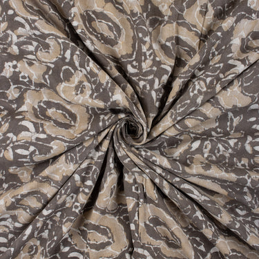 Brown Abstract Cotton Dabu Kashish Block Printed Fabric
